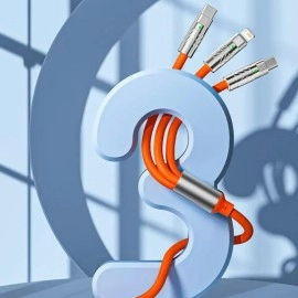 NM Store®  3 Şarj Aleti 1 Arada Çinko Alaşım Hızlı Şarj Kablosu Turuncu