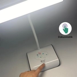 NM Store® Şarjlı Oynar Esnek Başlıklı Dokunmatik 3 Farklı Modda Yanan Kaymaz Taban LED Masa Lambası