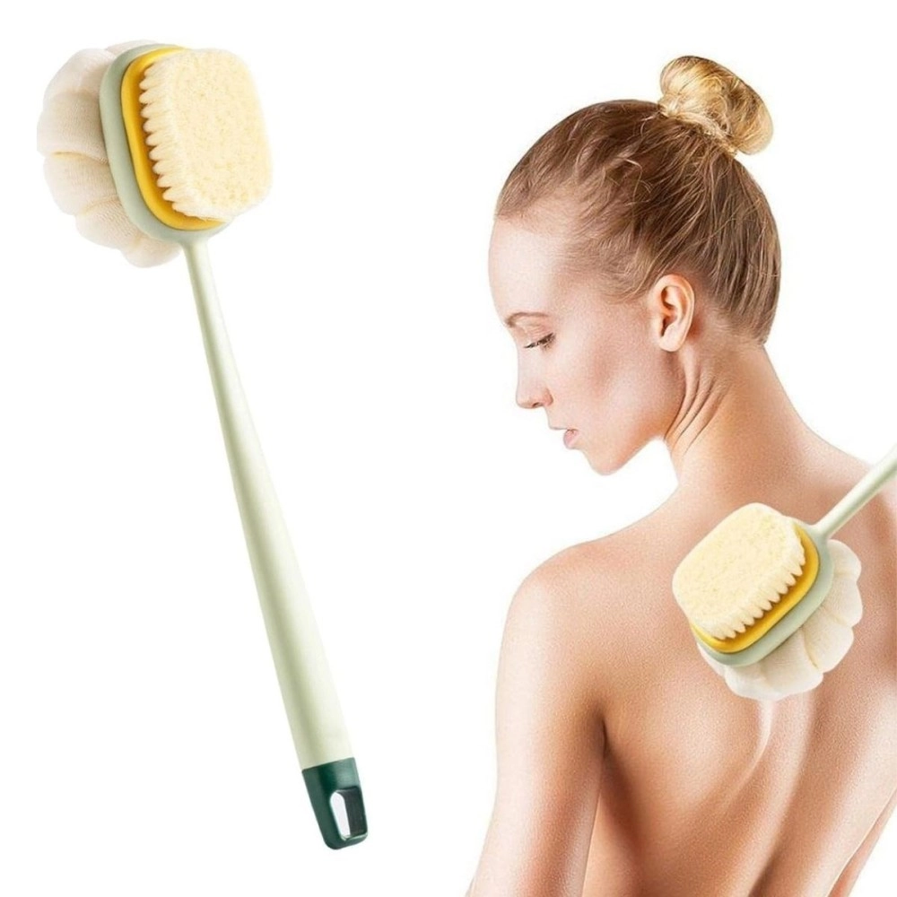 NM Store®  2'si 1 Arada Çift Taraflı Uzun Saplı Fırçalı Banyo Vücut Sırt Fırçası Banyo Lifi