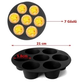 NM Store® 7 Gözlü Silikon Çok Amaçlı Airfryer Muffin Cupcake Kek ve Çörek Pişirme Kalıbı