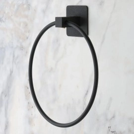 NM Store® Kendiliğinden Yapışkanlı Siyah Paslanmaz Metal Yuvarlak Havluluk