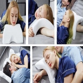 NM Store® % 100 Visco Kavisli Ortopedik Yıkanabilir Kumaş Kılıflı Bel Boyun Bacak Ağrıları İçin Yastık