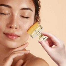 NM Store® Profesyonel Geniş Pratik Tutma Saplı Gold Büyük Fondöten Yayma Fırçası