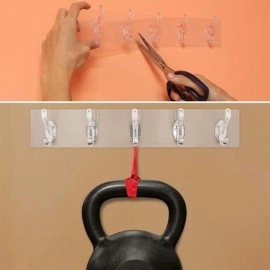 NM Store® 5'li Güçlü Yapışkanlı Şeffaf Duvar Askısı Banyo Mutfak Düzenleyici Pratik Askılık