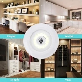 NM Store® 3lü Uzaktan Kumandalı Pilli Yapışkanlı Kablosuz Led Spot Lambalar