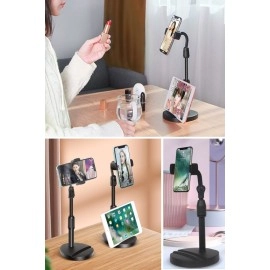 NM Store® Masa Üstü Tablet ve Telefon Tutucu Plastik Aparat Siyah Telefon Standı