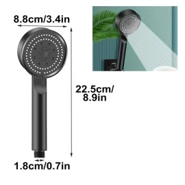 NM Store® 5 Fonksiyonlu Yüksek Basınçlı Ayarlanabilir Siyah Duş Başlığı