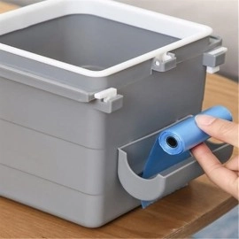 NM Store® Mini Masa Çöp Kovası Plastik Tezgah Altı Geri Çekilebilir Yapışkanlı Görünmez Bölme Pratik