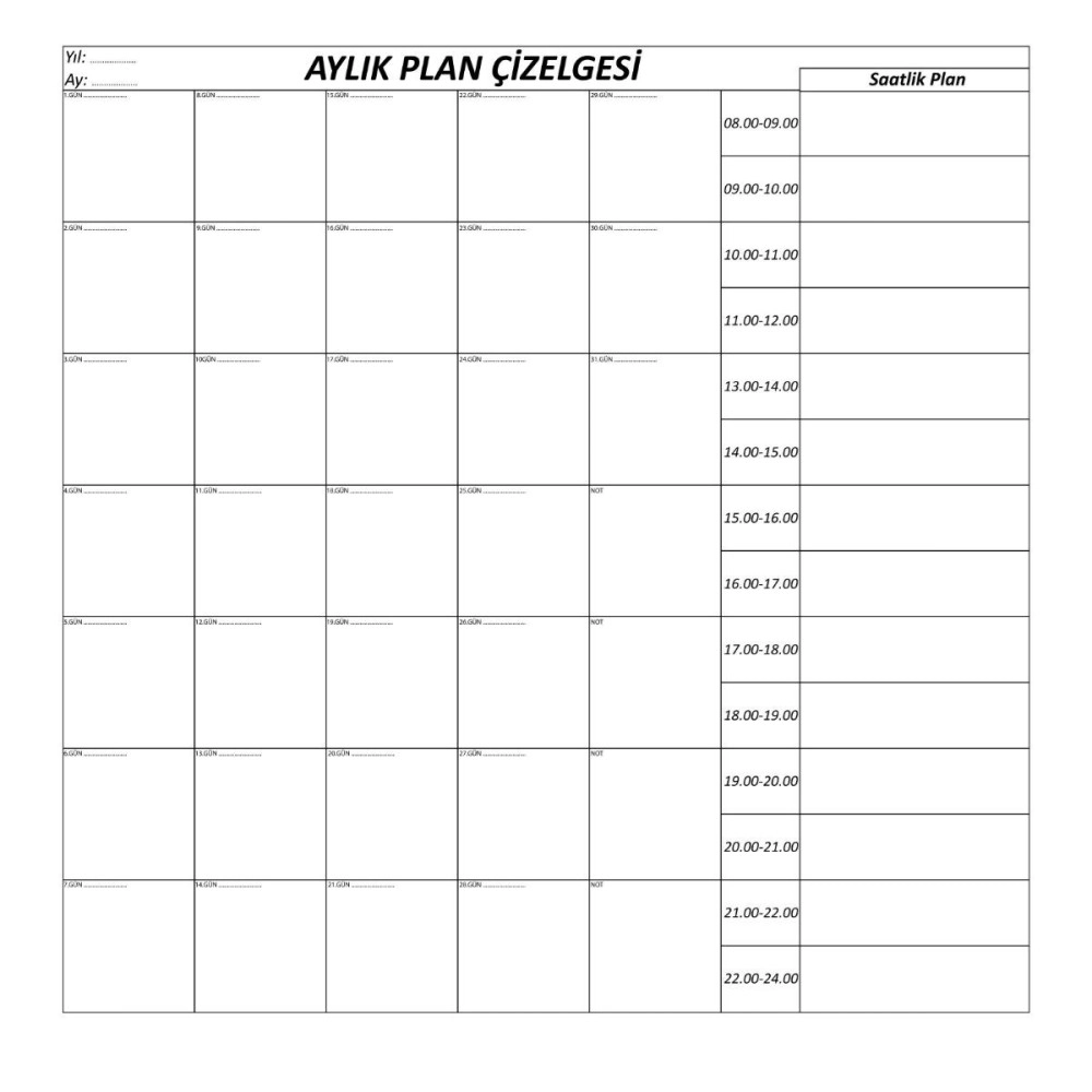 NM Store® Aylık Planlayıcı Manyetik Duvar Stickerı Takvim Plan Çizelgesi