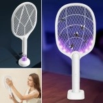 NM Store® Şarjlı Sinek Öldürücü Masaüstü Standlı,Mor Işık Sinek Kovucu Raket 5w