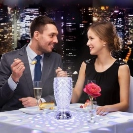 NM Store® Balık Süzgeç Model USB Şarjlı Kumandalı 16Farklı Işık Modlu Masa Üstü Kristal Akrilik Led