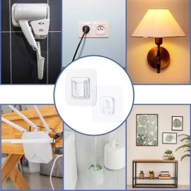 NM Store® Eşya Sabitleme Askısı 10 Çift Şeffaf Çift Taraflı Yapışkanlı Geçmeli Klips