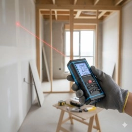 NM Store® Profesyonel 40 Metre Dijital Lazer Metre Ölçüm Cihazı-LCD Ekranlı,Su Terazili,Pisagor Ölçüm Fonksiyonlu,20 Kayıt Hafızalı,Hassas Lazer Ölçer