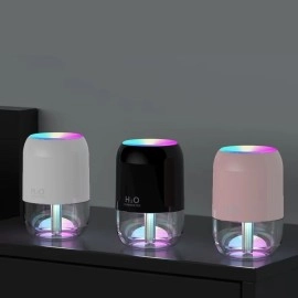 H2O Model Şeffaf Hazneli Hava Nemlendirici-Ultrasonik Soğuk Buhar Makinesi, LED Işıklı Masaüstü Oda Nemlendirici [NM Store]