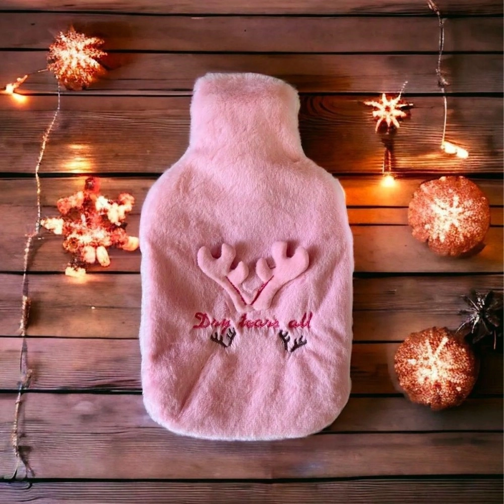 NM Store® 2 Litrelik Geyikli Model Peluş Kılıflı Sıcak Su Torbası