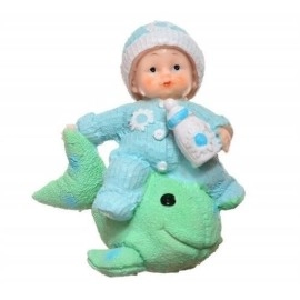 NM Store® Decotown Hediyelik Sevimli Mavi Bebek Biblo Polyester Süs Eşyası