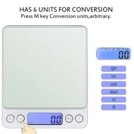 NM Store® Dijital Hassas Mutfak Terazisi Hassas Tartı 2000 Gr/01 Gr Hassasiyet