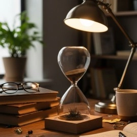 Mıknatıslı Cam Kum Saati – Dekoratif Metal Tabanlı, Manyetik Kum Akışlı Masaüstü Zaman Ölçer