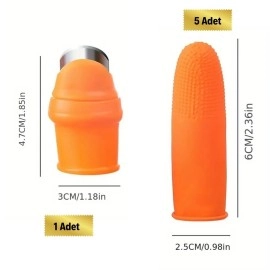 NM Store® 5 Parça Pratik Parmak Koruyucu 1 Parça Baş Parmak Bıçaklı Eldiven Sebze Meyve Soyucu Kesme Ayıklayıcı Silikon Set