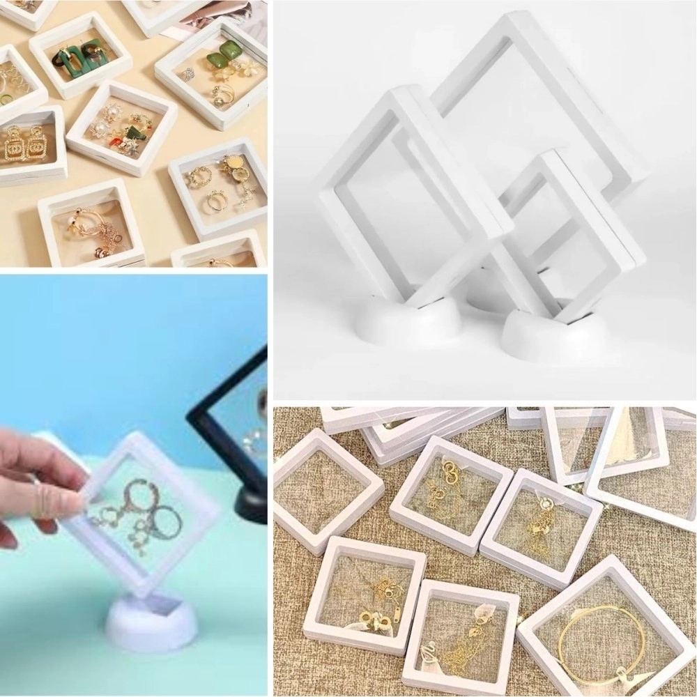 NM Store® 9x9 cm Standlı 3D Takı Ziynet Hatıra Koleksiyon Saklama Kutusu Şeffaf Film Çerçevesi