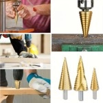 NM Store® 3 Parça Kademeli Matkap Ucu Paslanmaz Uç Alüminyum Sac Demir Delme Seti