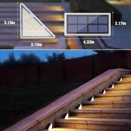 NM Store® 8 Adet Üçgen  Güneş Enerjisi ile Şarj Olan Dış Mekan Solar Basamak Köşe Lambası