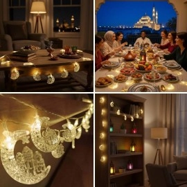 Hilal ve Cami Şekilli 3,5 m USB LED Işık 20 LED Ramazan Dekoratif Ortam Aydınlatma