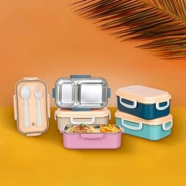 NM Store® 2 Bölmeli 150-300 Ml Paslanmaz Çelik Yemek Kabı Beslenme Kabı Yiyecek Saklama Kabı