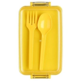 NM Store® 2 Bölmeli Çok Amaçlı 900 ml Kapasiteli Çatal Kaşıklı Dayanıklı Beslenme Kabı Yiyecek Kutusu