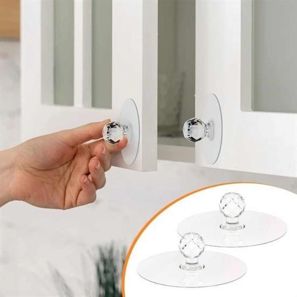 NM Store® 2 Adet Kristal Kendiliğinden Güçlü Yapışkanlı Kulp Askısı Tutma Kolu