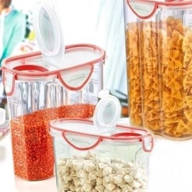 NM Store® Kilitli Kapaklı Contalı Hava,Su Sıvı Geçirmez 2,4 Litre Erzak Saklama Kabı-SA590