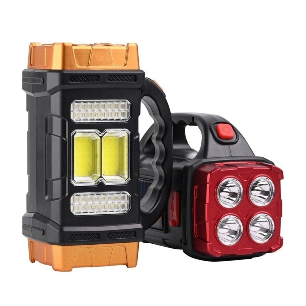 NM Store® Solar ve USB Şarjlı LED + COB El Feneri | 1500 mAh Şarjlı Taşınabilir Çalışma Işığı–Su Geçirmez HB-2678