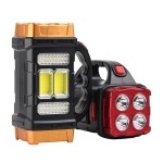 NM Store® Solar ve USB Şarjlı LED + COB El Feneri | 1500 mAh Şarjlı Taşınabilir Çalışma Işığı–Su Geçirmez HB-2678