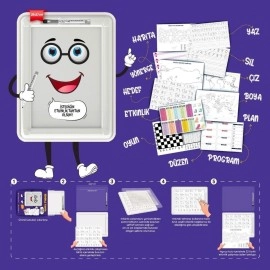 NM Store 32 Farklı Etkinlikli Kalem ve Silgi Hediyeli Eğitici Sihirli Etkinlik Tahtası