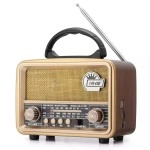 NM Store® Orta  Boy Retro, Nostaljik, Ahşap Tasarım Bluetooth Hoparlörlü, Şarjlı, Taşınabilir FM/AM Destekli Radyo NS-8110