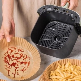 NM Store® 50 Adet 20 cm Air Fryer Pişirme Kağıdı Tek Kullanımlık Yağ Geçirmez Yuvarlak Tabak Model PVC