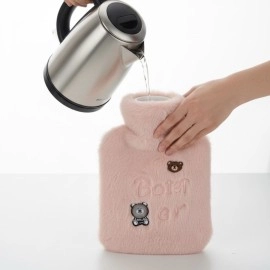 Işıklı Ayıcıklı Figürlü Pembe Peluş Sıcak Su Torbası 1 Lt – Yumuşak Kılıf, Uzun Süre Sıcak Tutan Termal Su Torbası