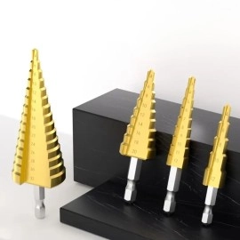 NM Store® 3 Parça Kademeli Matkap Ucu Paslanmaz Uç Alüminyum Sac Demir Delme Seti