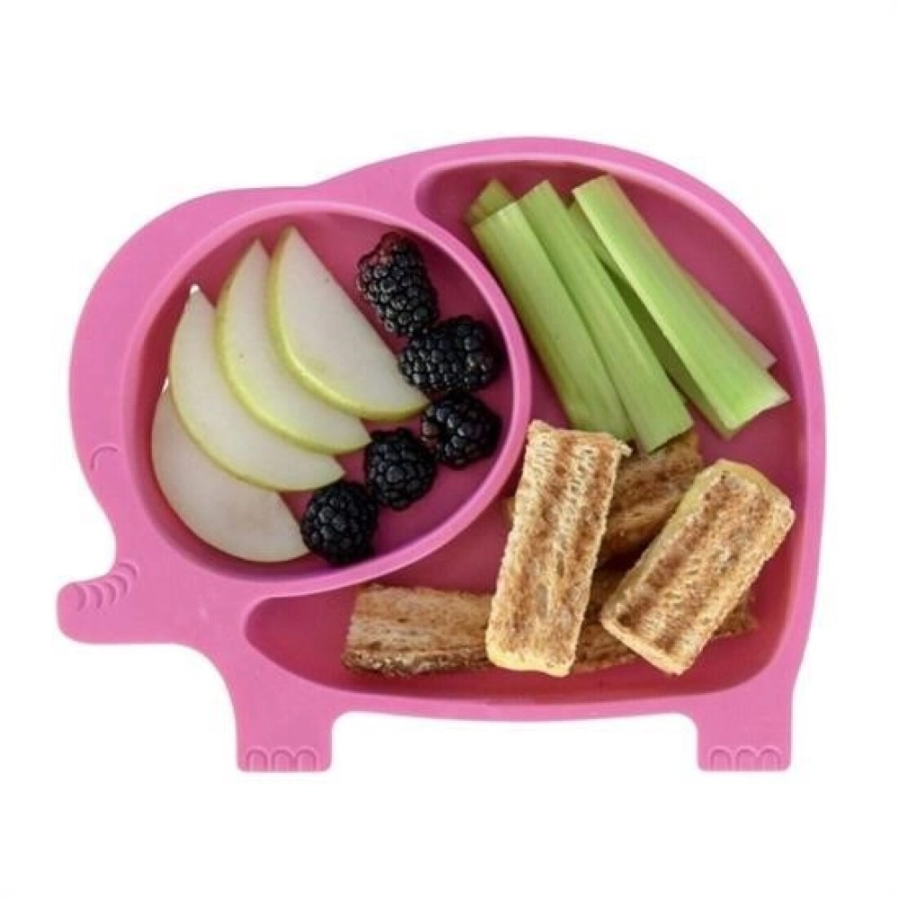 NM Store® Bebek ve Çocuk için Sevimli Fil Model Desenli Yemek Bebek Mama Kabı Bölmeli Tabak