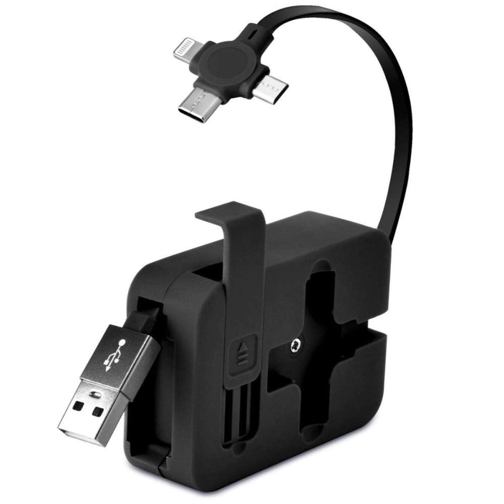 NM Store® Cep Tipi Telefon Tutuculu Makaralı Uzayıp Kısalabilen 3'ü 1 Arada USB Şarj Kablosu