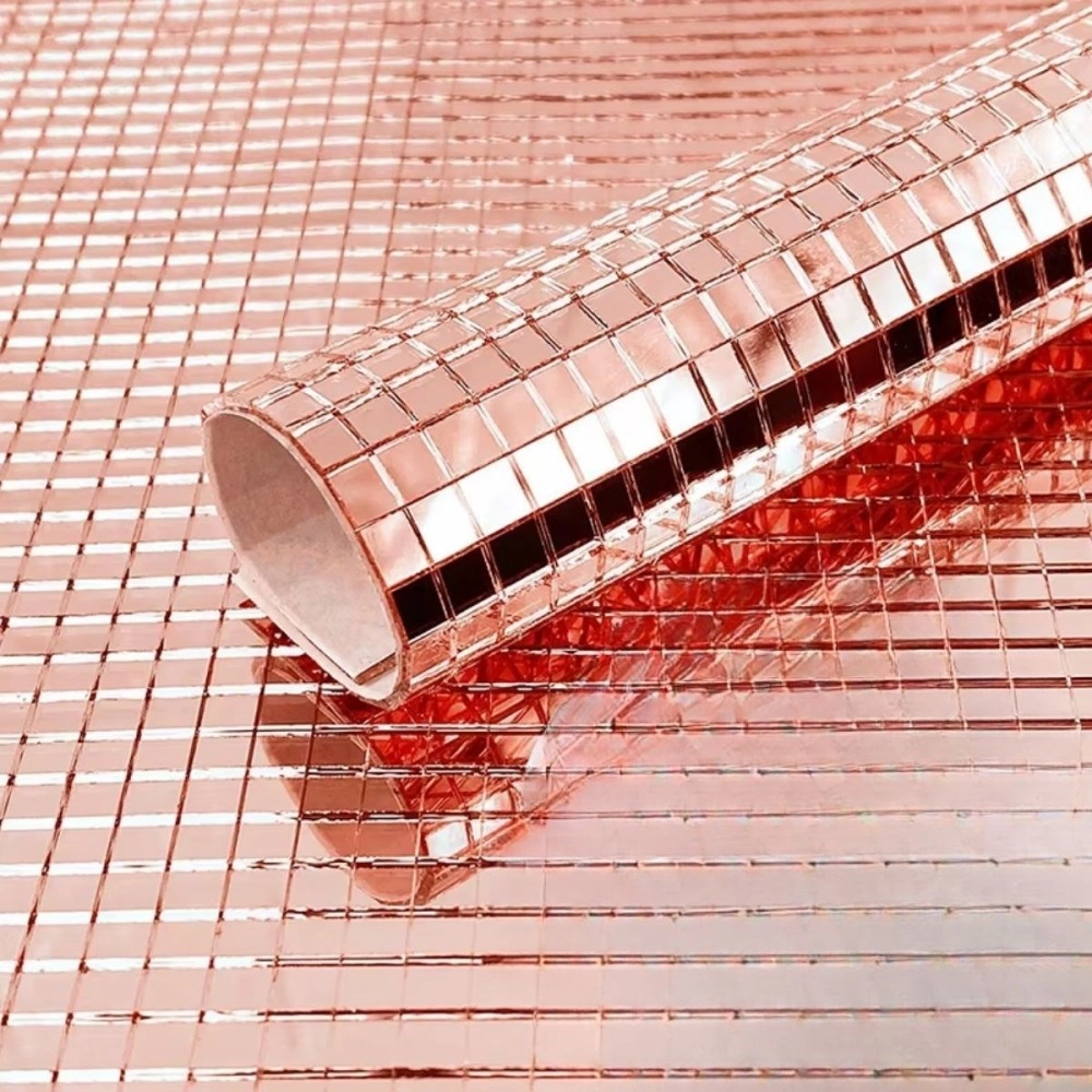 NM Store® Kare Bronz Cam Mozaik Fayans Çıkartmaları El İşi Kare Cam Fayans Kendinden Yapışkanlı Aynalı Dekor Panel 30x30 Cm