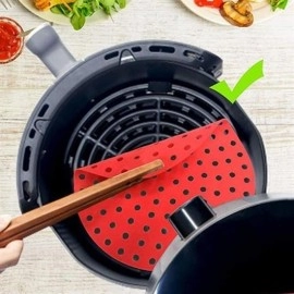 NM Store® Renkli Isıya Dayanıklı Yıkanılabilir Silikon Fırın Ve Airfryer Yuvarlak Pişirme Matı 20 Cm