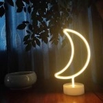 NM Store® Dekoratif Pilli Ay Tasarımlı 3D Neon Led Masa Ve Gece Lambası