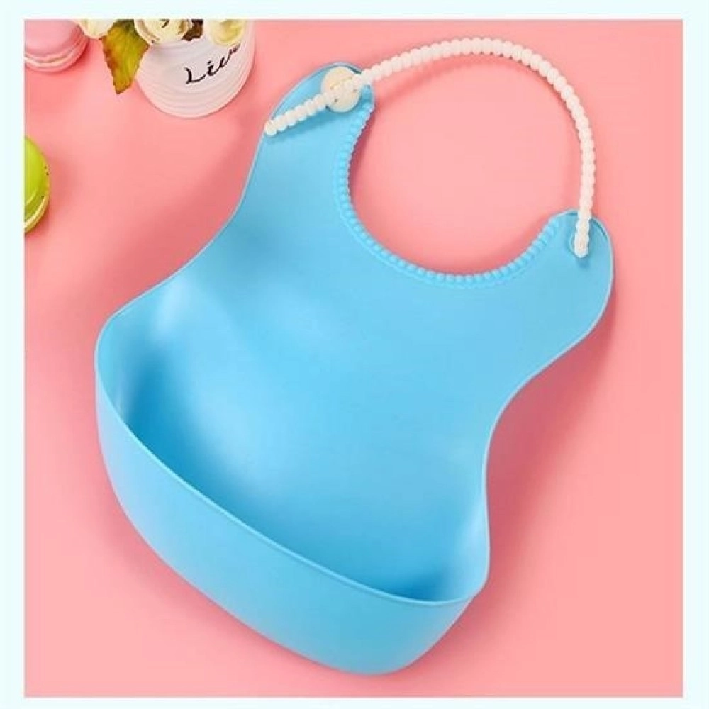 NM Store® Çocuk Bebek Mama Önlüğü Dökülme Engelleyici Bükülebilir Mavi