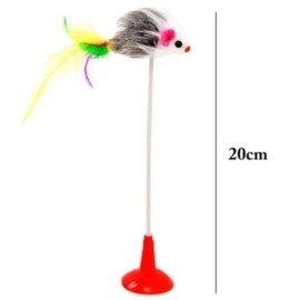 NM Store® 2li Vantuzlu Fareli Tüylü Hareketli Çanlı ve Esneyen Eğlenceli Peluş Kedi Oyuncağı