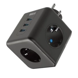 NM Store® Isıya Dayanıklı Termal Akım Korumalı ve Çocuk Korumalı 3 Priz Girişli 3 USB Girişli Küp Priz