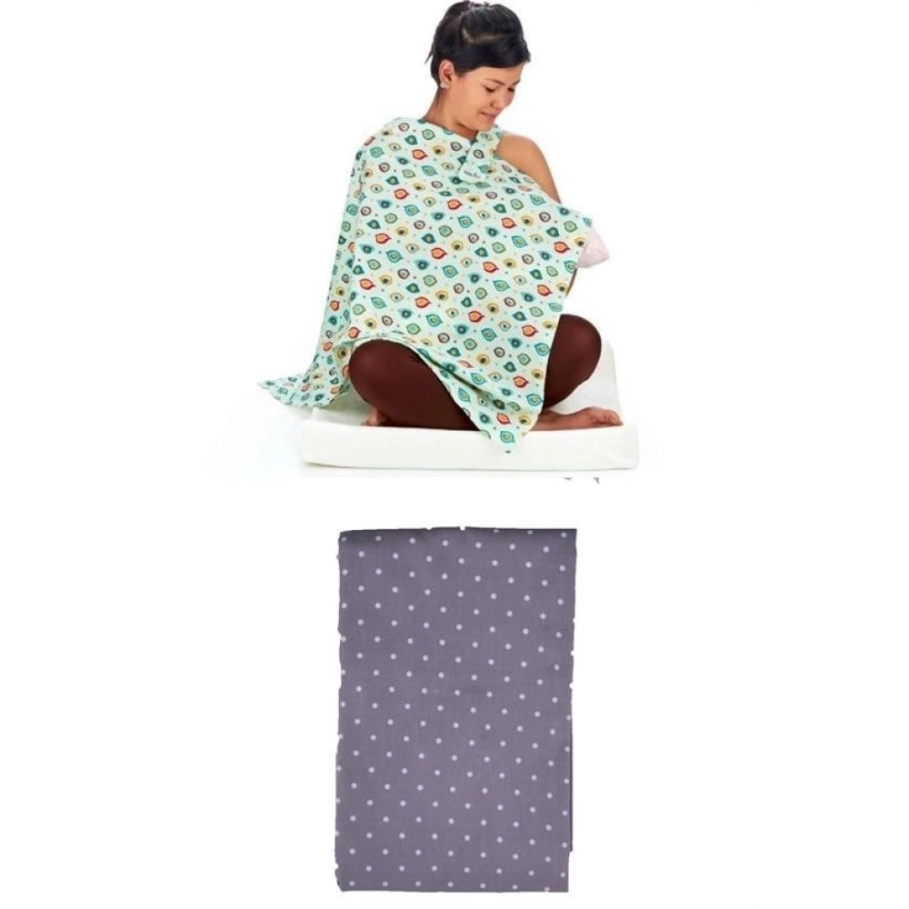 NM Store® Kullanışlı Bebek Emzirme Önlüğü Gri Puantiyeli