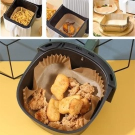 NM Store® 50 Adet Air Fryer Pişirme Kağıdı Tek Kullanımlık Yağ Geçirmez Yapışmaz Kare Tabak Model PVC