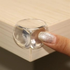 NM Store® Bebek Çocuk Yumuşak ve Esnek Dairesel Şeffaf Yapışkanlı Güvenlik Köşe Koruyucu (4 Adet)