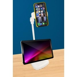 NM Store® Masa Üstü Tablet ve Telefon Tutucu Plastik Aparat Beyaz Telefon Standı